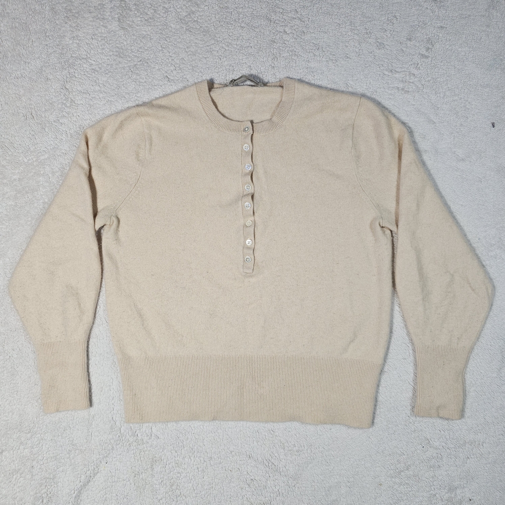 Everlane Women's Cashmere Pullover Half Button-Up Sweater Large